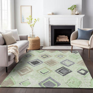 Piper Looms Chantille Geometric ACN2180 Aloe Machine Washable Area Rug Lifestyle Image Feature