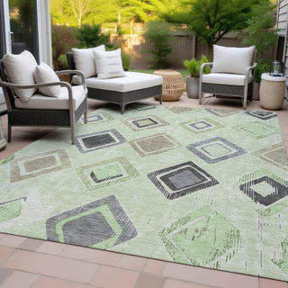 Piper Looms Chantille Geometric ACN2180 Aloe Machine Washable Area Rug Outdoor Lifestyle Image Feature