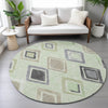 Piper Looms Chantille Geometric ACN2180 Aloe Machine Washable Area Rug Round Lifestyle Image Feature