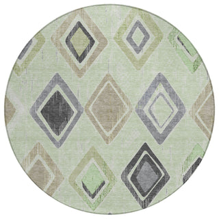 Piper Looms Chantille Geometric ACN2180 Aloe Machine Washable Area Rug Round Main Image