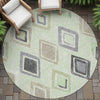 Piper Looms Chantille Geometric ACN2180 Aloe Machine Washable Area Rug Round Outdoor Lifestyle Image Feature