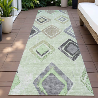 Piper Looms Chantille Geometric ACN2180 Aloe Machine Washable Area Rug Runner Outdoor Lifestyle Image Feature