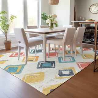 Piper Looms Chantille Geometric ACN2180 Ivory Machine Washable Area Rug Lifestyle Image Feature