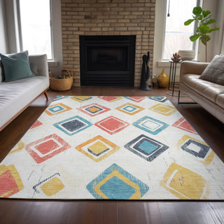 Piper Looms Chantille Geometric ACN2180 Ivory Machine Washable Area Rug Lifestyle Image Feature