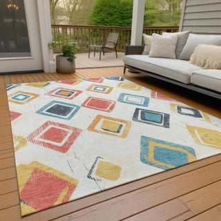 Piper Looms Chantille Geometric ACN2180 Ivory Machine Washable Area Rug Outdoor Lifestyle Image Feature