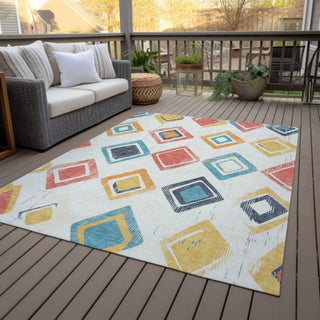 Piper Looms Chantille Geometric ACN2180 Ivory Machine Washable Area Rug Outdoor Lifestyle Image Feature