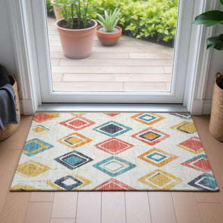 Piper Looms Chantille Geometric ACN2180 Ivory Machine Washable Area Rug Scatter Lifestyle Image Feature