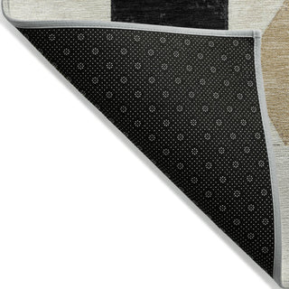Piper Looms Chantille Geometric ACN2181 Black Machine Washable Area Rug Backing Image