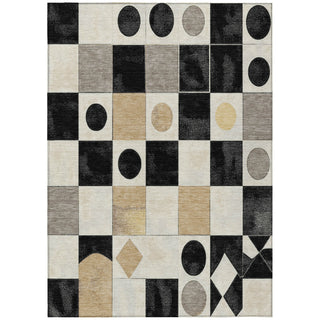 Piper Looms Chantille Geometric ACN2181 Black Machine Washable Area Rug main image