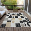 Piper Looms Chantille Geometric ACN2181 Black Machine Washable Area Rug Outdoor Lifestyle Image Feature