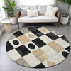 Piper Looms Chantille Geometric ACN2181 Black Machine Washable Area Rug Round Lifestyle Image Feature