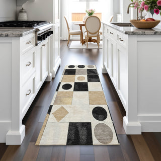 Piper Looms Chantille Geometric ACN2181 Black Machine Washable Area Rug Runner Lifestyle Image Feature