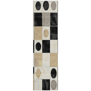 Piper Looms Chantille Geometric ACN2181 Black Machine Washable Area Rug Runner Main Image