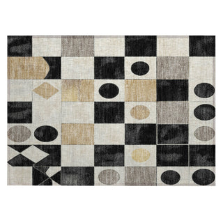 Piper Looms Chantille Geometric ACN2181 Black Machine Washable Area Rug Scatter Main Image