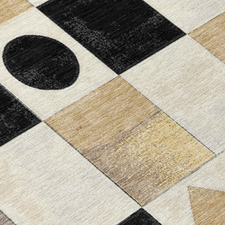 Piper Looms Chantille Geometric ACN2181 Black Machine Washable Area Rug Swatch Image