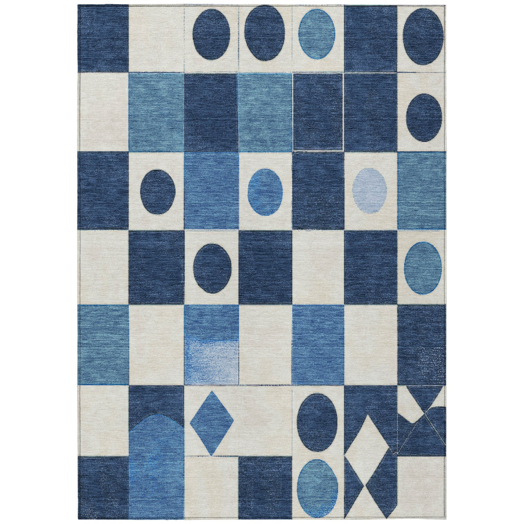 Piper Looms Chantille Geometric ACN2181 Blue Machine Washable Area Rug main image