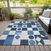 Piper Looms Chantille Geometric ACN2181 Blue Machine Washable Area Rug Outdoor Lifestyle Image Feature