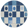 Piper Looms Chantille Geometric ACN2181 Blue Machine Washable Area Rug Round Main Image