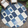 Piper Looms Chantille Geometric ACN2181 Blue Machine Washable Area Rug Round Outdoor Lifestyle Image Feature