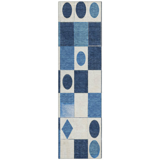 Piper Looms Chantille Geometric ACN2181 Blue Machine Washable Area Rug Runner Main Image
