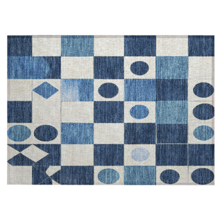 Piper Looms Chantille Geometric ACN2181 Blue Machine Washable Area Rug Scatter Main Image