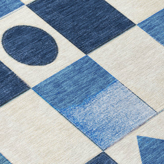 Piper Looms Chantille Geometric ACN2181 Blue Machine Washable Area Rug Swatch Image
