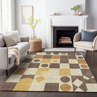 Piper Looms Chantille Geometric ACN2181 Brown Machine Washable Area Rug Lifestyle Image Feature