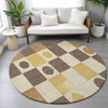 Piper Looms Chantille Geometric ACN2181 Brown Machine Washable Area Rug Round Lifestyle Image Feature