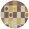 Piper Looms Chantille Geometric ACN2181 Brown Machine Washable Area Rug Round Main Image