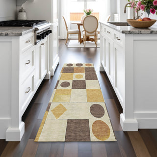 Piper Looms Chantille Geometric ACN2181 Brown Machine Washable Area Rug Runner Lifestyle Image Feature