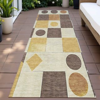 Piper Looms Chantille Geometric ACN2181 Brown Machine Washable Area Rug Runner Outdoor Lifestyle Image Feature
