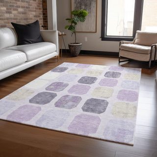 Piper Looms Chantille Geometric ACN2182 Lavender Machine Washable Area Rug Lifestyle Image Feature