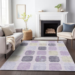 Piper Looms Chantille Geometric ACN2182 Lavender Machine Washable Area Rug Lifestyle Image Feature