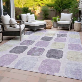 Piper Looms Chantille Geometric ACN2182 Lavender Machine Washable Area Rug Outdoor Lifestyle Image Feature