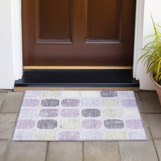 Piper Looms Chantille Geometric ACN2182 Lavender Machine Washable Area Rug Scatter Outdoor Lifestyle Image Feature
