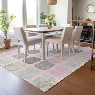 Piper Looms Chantille Geometric ACN2182 Pink Machine Washable Area Rug Lifestyle Image Feature