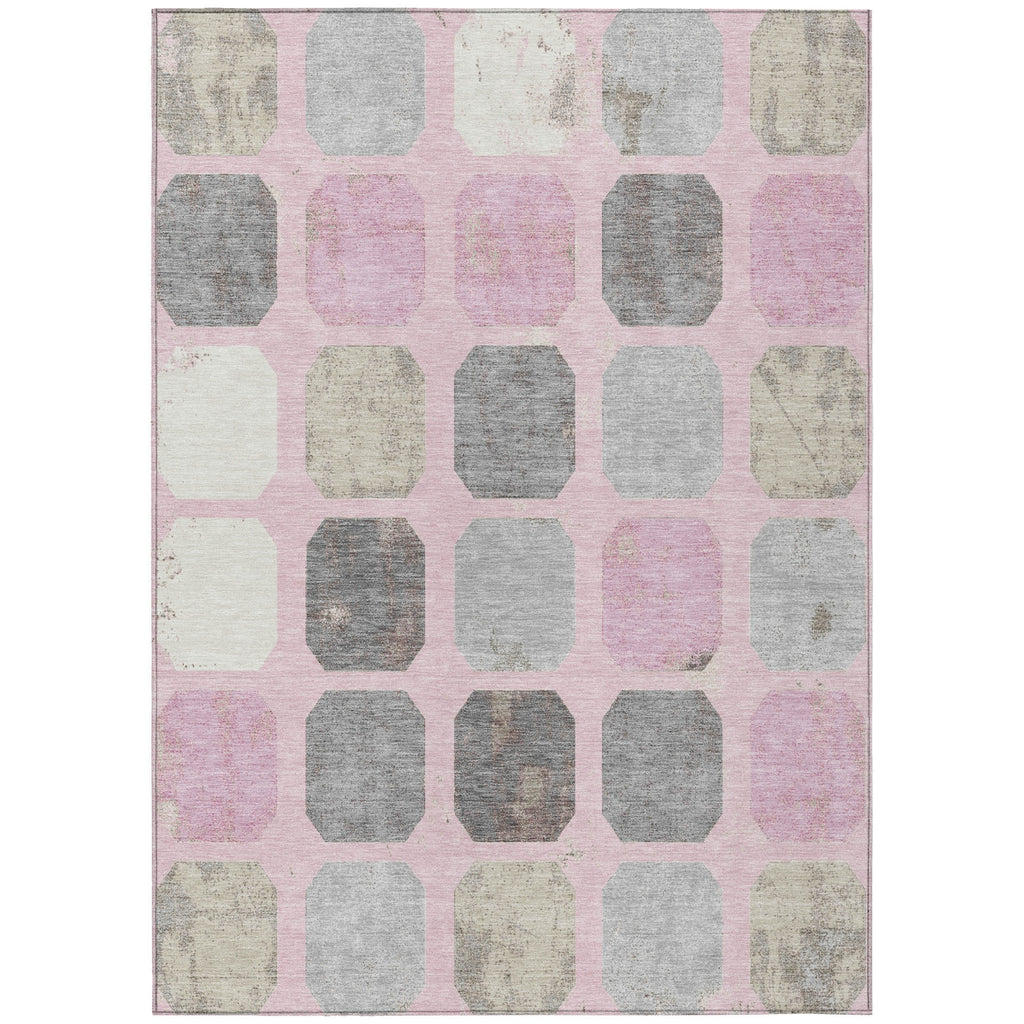 Piper Looms Chantille Geometric ACN2182 Pink Machine Washable Area Rug main image