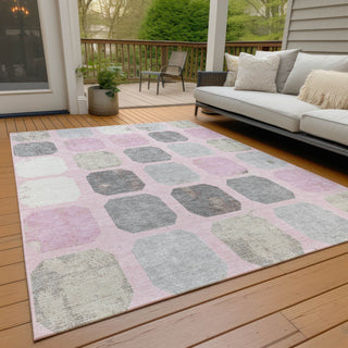 Piper Looms Chantille Geometric ACN2182 Pink Machine Washable Area Rug Outdoor Lifestyle Image Feature