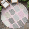 Piper Looms Chantille Geometric ACN2182 Pink Machine Washable Area Rug Round Outdoor Lifestyle Image Feature