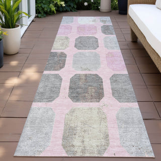 Piper Looms Chantille Geometric ACN2182 Pink Machine Washable Area Rug Runner Outdoor Lifestyle Image Feature