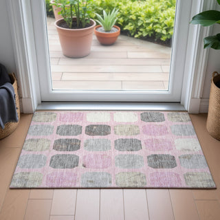 Piper Looms Chantille Geometric ACN2182 Pink Machine Washable Area Rug Scatter Lifestyle Image Feature