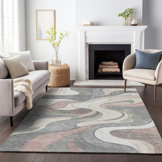 Piper Looms Chantille Swirls ACN2183 Beige Machine Washable Area Rug Lifestyle Image Feature