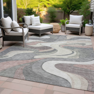 Piper Looms Chantille Swirls ACN2183 Beige Machine Washable Area Rug Outdoor Lifestyle Image Feature