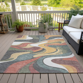 Piper Looms Chantille Swirls ACN2183 Gold Machine Washable Area Rug Outdoor Lifestyle Image Feature
