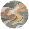Piper Looms Chantille Swirls ACN2183 Gold Machine Washable Area Rug Round Main Image