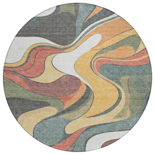 Piper Looms Chantille Swirls ACN2183 Gold Machine Washable Area Rug Round Main Image