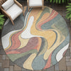 Piper Looms Chantille Swirls ACN2183 Gold Machine Washable Area Rug Round Outdoor Lifestyle Image Feature