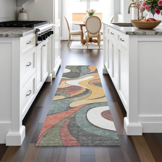 Piper Looms Chantille Swirls ACN2183 Gold Machine Washable Area Rug Runner Lifestyle Image Feature