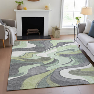 Piper Looms Chantille Swirls ACN2183 Green Machine Washable Area Rug Lifestyle Image Feature