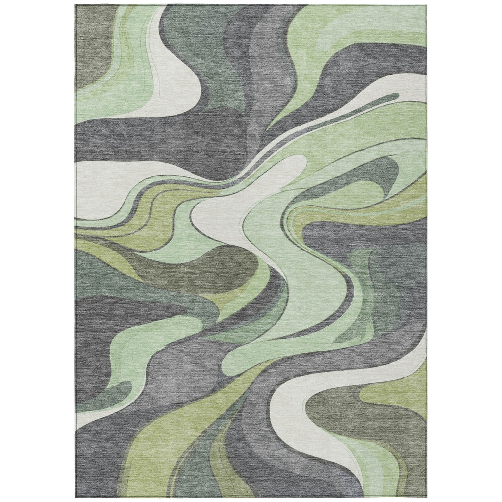Piper Looms Chantille Swirls ACN2183 Green Machine Washable Area Rug main image